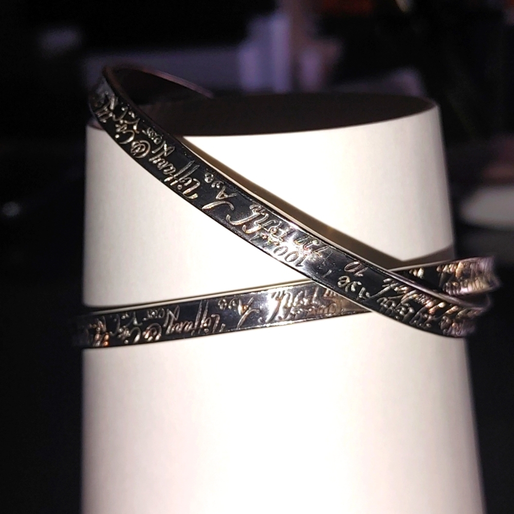Vintage 1997 Tiffany & Co. Notes 925 Sterling Silver Double Bangle Bracelet